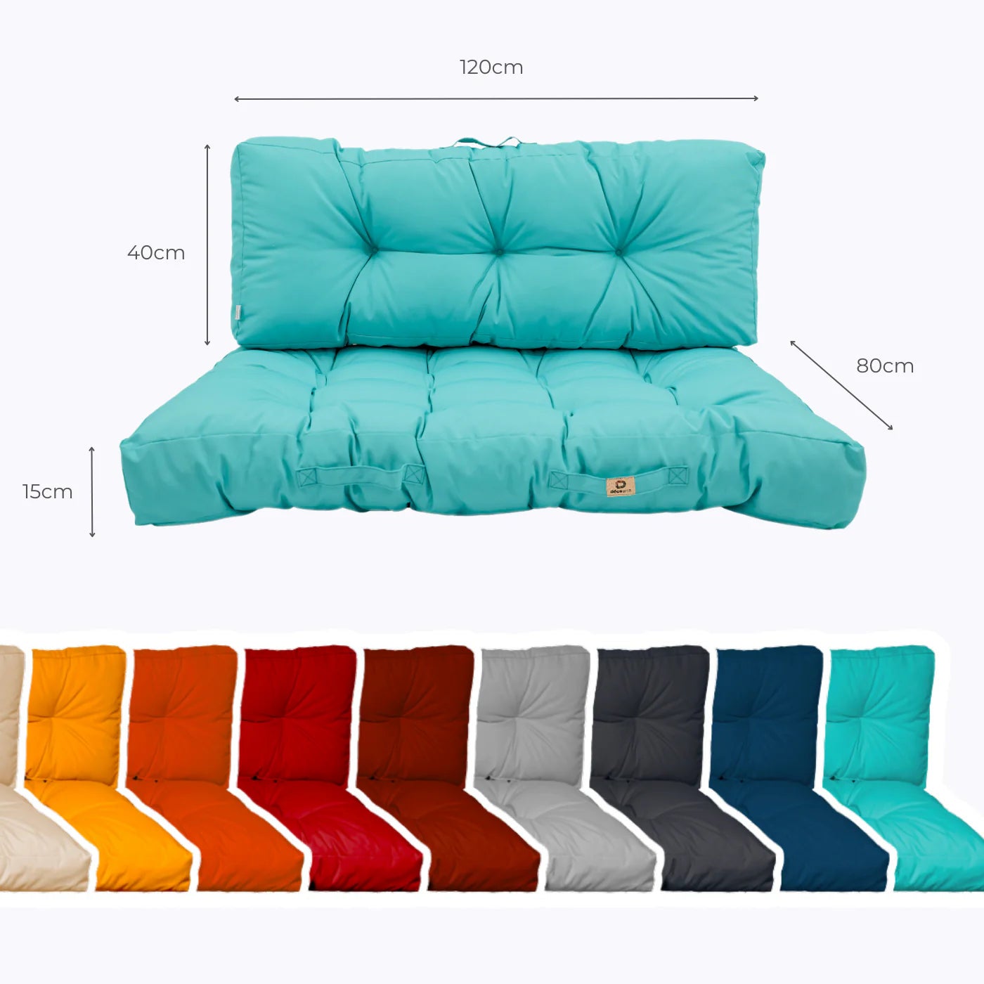 Coussins matelas pour palette 120X80X20 en polyester bleu caraïbes - 5