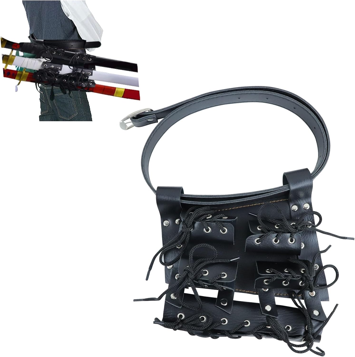 Ceinture épée Médiévale En Cuir Synthétique - Fourreau Réglable à Motif Tête De Mort - Pour Cosplay, Halloween
