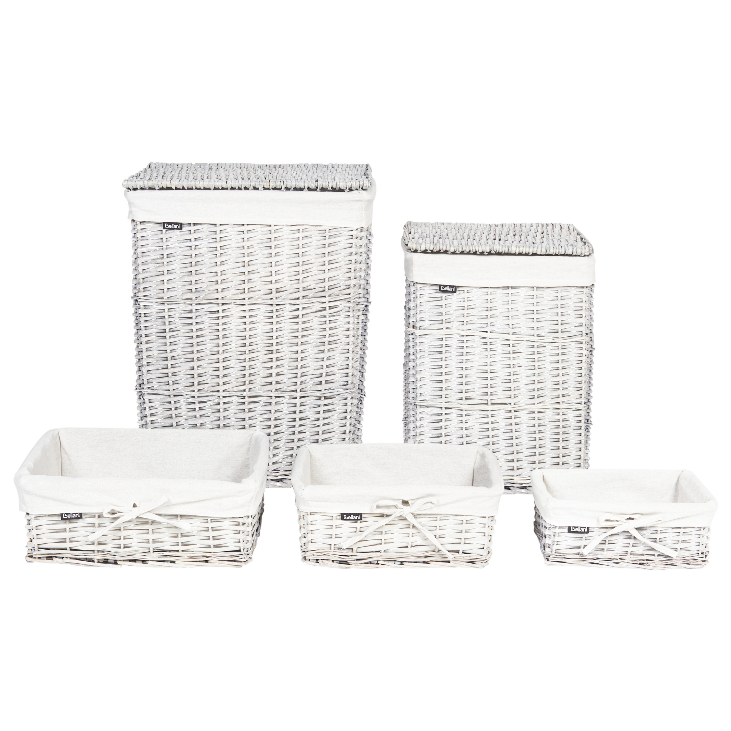 Set de 5 coșuri ELLA Lemn de salcie Gri 50/86 L