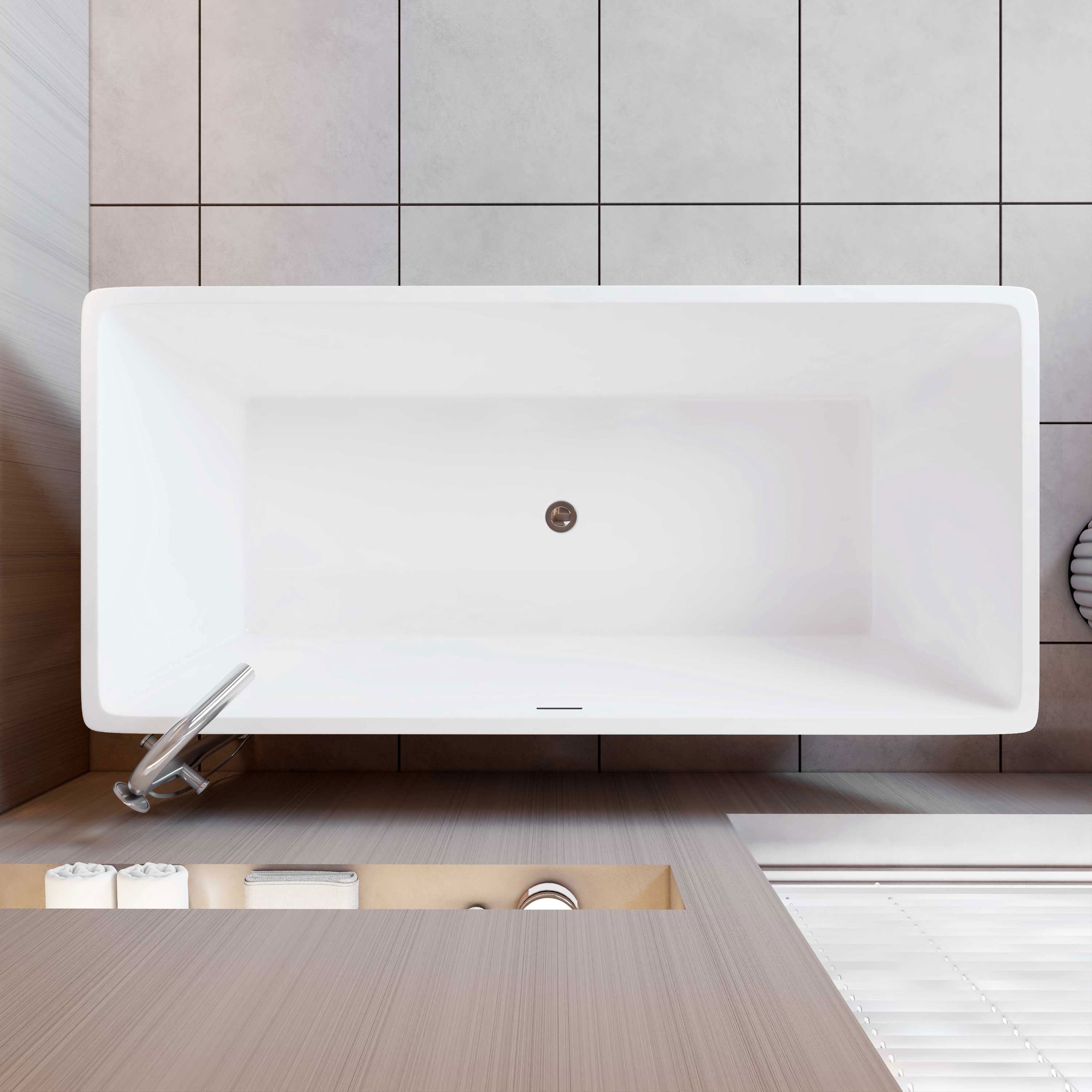 AICA Bañera de acrílico rectangular exenta,1700x800x580mm,color blanco,incluye manguera + desagüe - 4