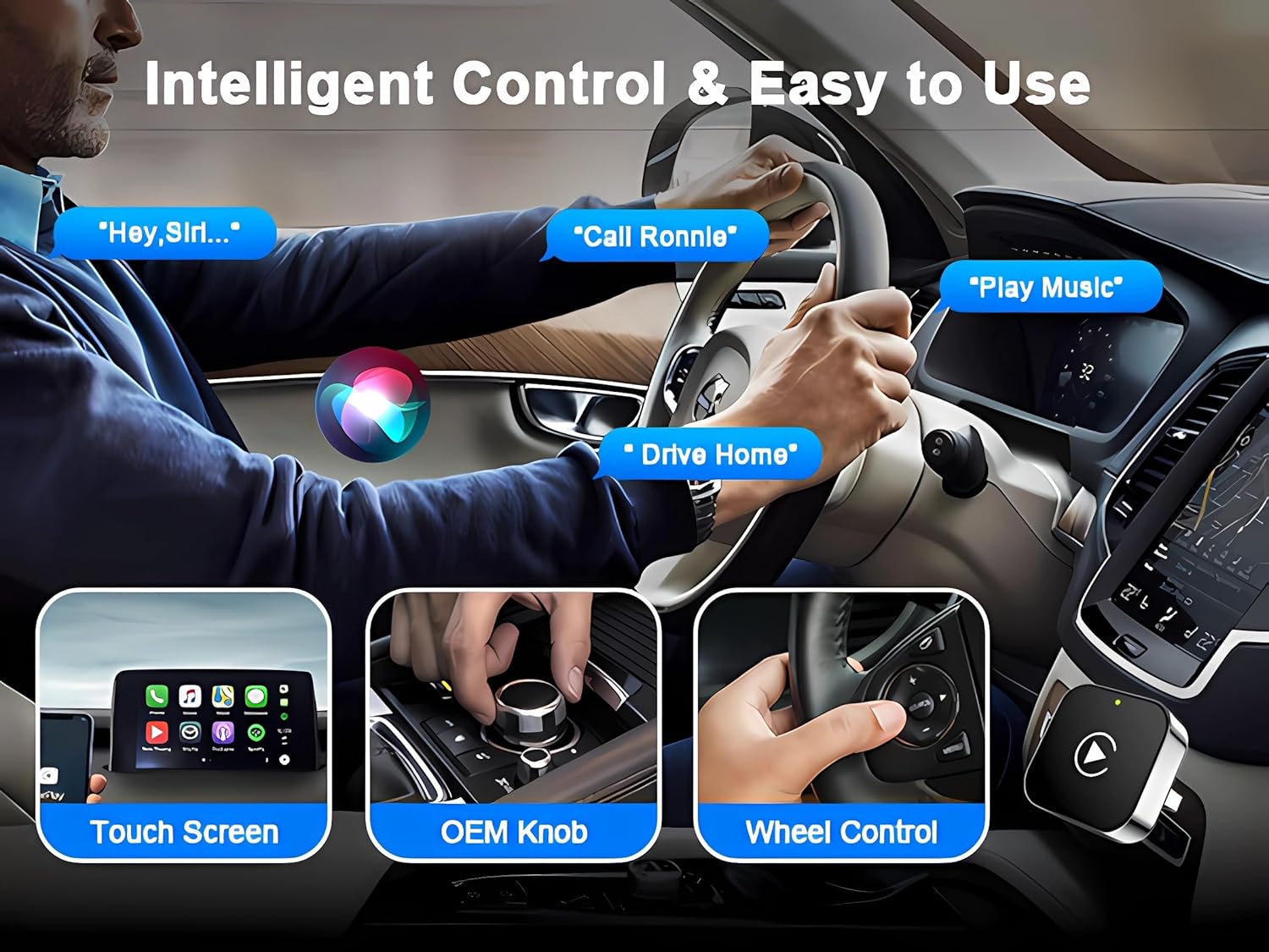 Adaptateur CarPlay sans fil pour iPhone, mise à niveau 2025&nbsp;: filaire vers sans fil avec extension USB-A et Type-C, Plug and Play - 5