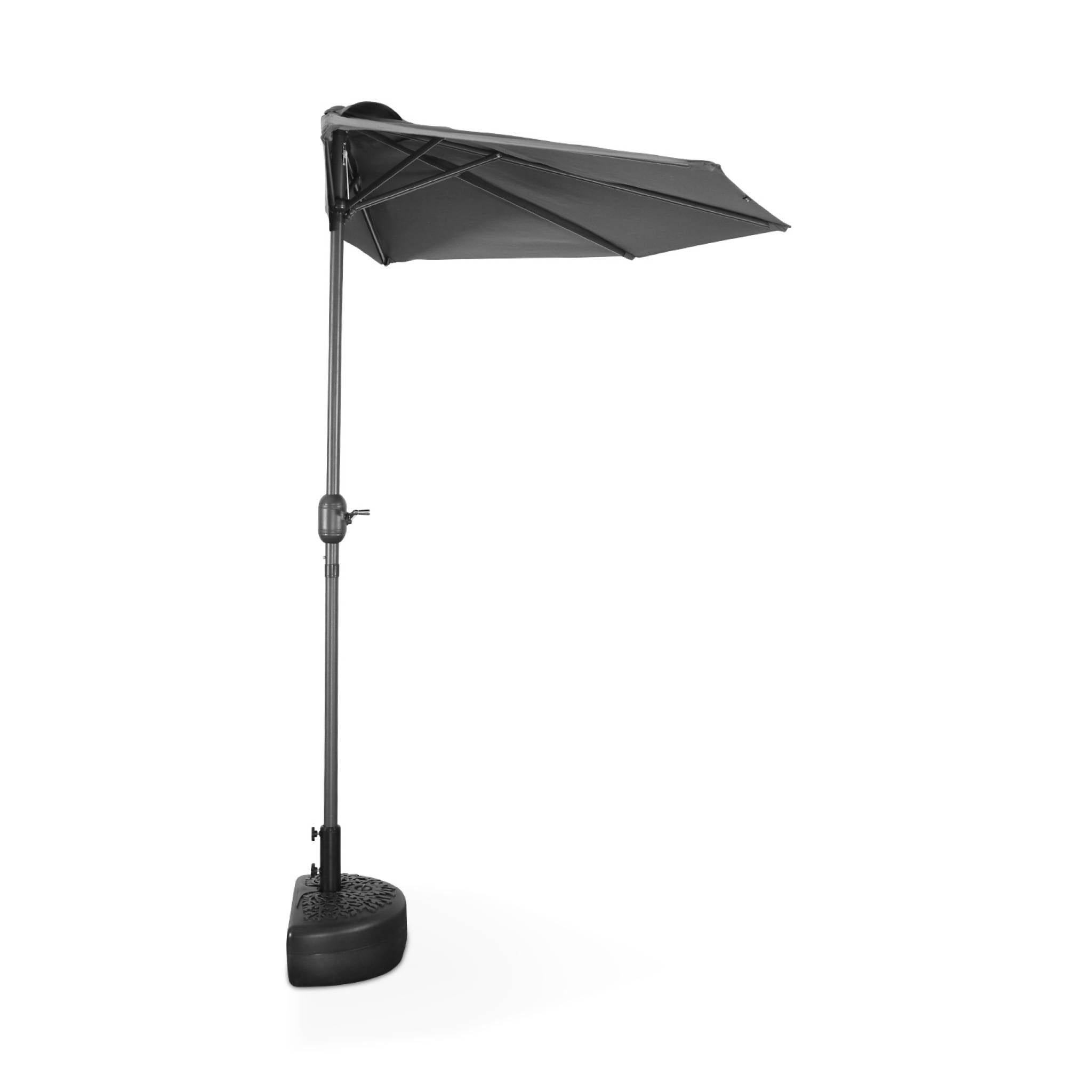 Parasol de balcon Ø250cm – CALVI – Demi-parasol droit. mât central en aluminium avec manivelle d’ouverture. toile - 4