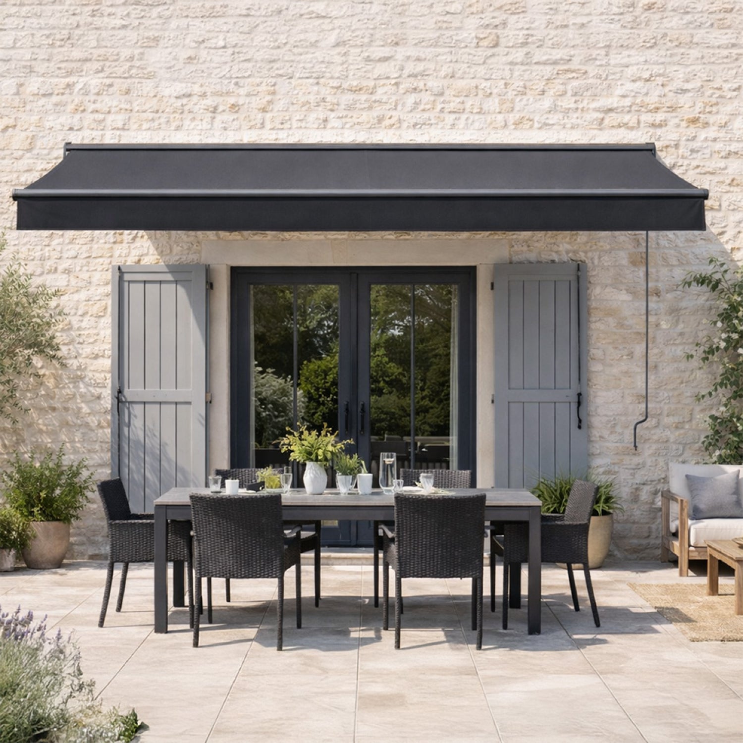 LOZIO Toldo motorizado 295 x 25 m em alumínio com lona cinza - 3