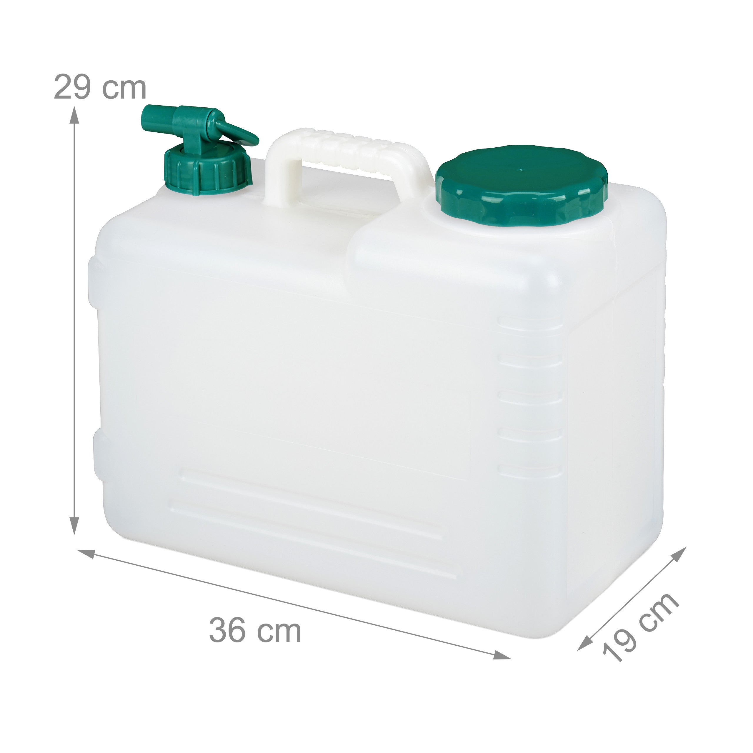 Bidon d’eau avec robinet, 15 litres, plastique sans BPA, couvercle, poignée, réservoir, blanc/vert, Relaxdays - 4