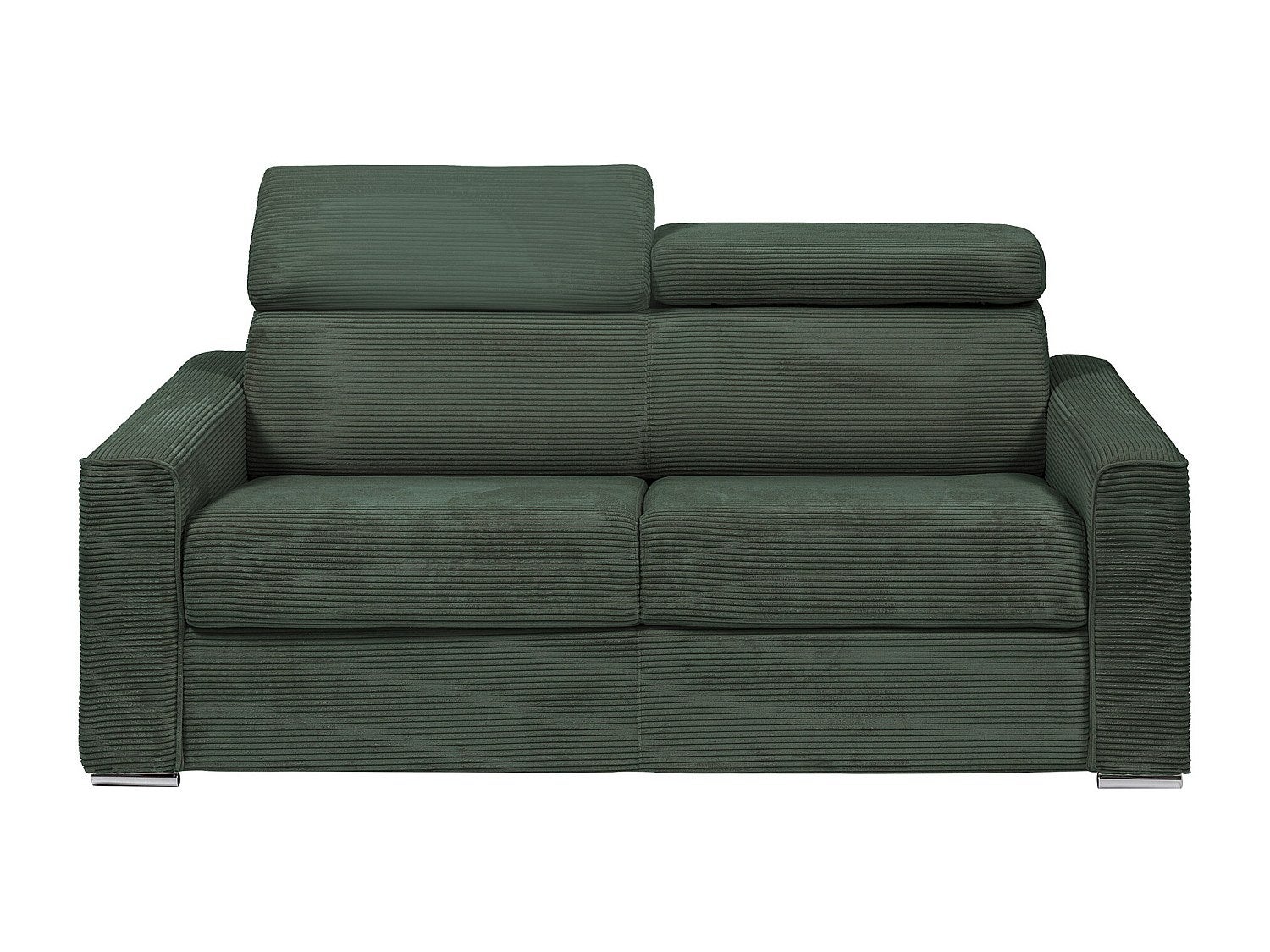Kanapa 3 osobowa rozkładana typu express z zielonego sztruksu - Miejsce do spania z szerokimi listewkami 140 cm - Materac 18 cm - VIZIR