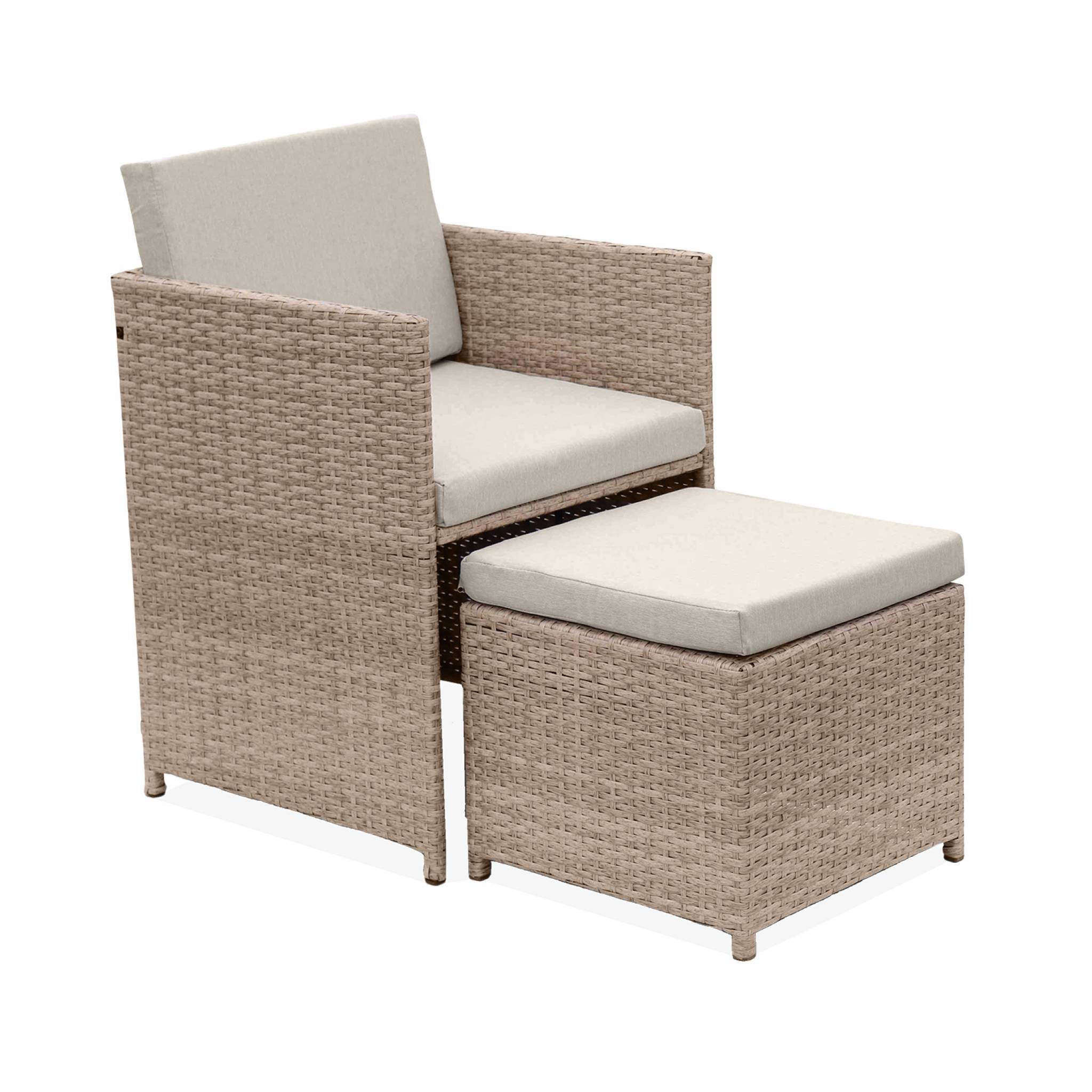 Set tavolo da giardino in resina intrecciata, 6-10 posti, Beige - 5