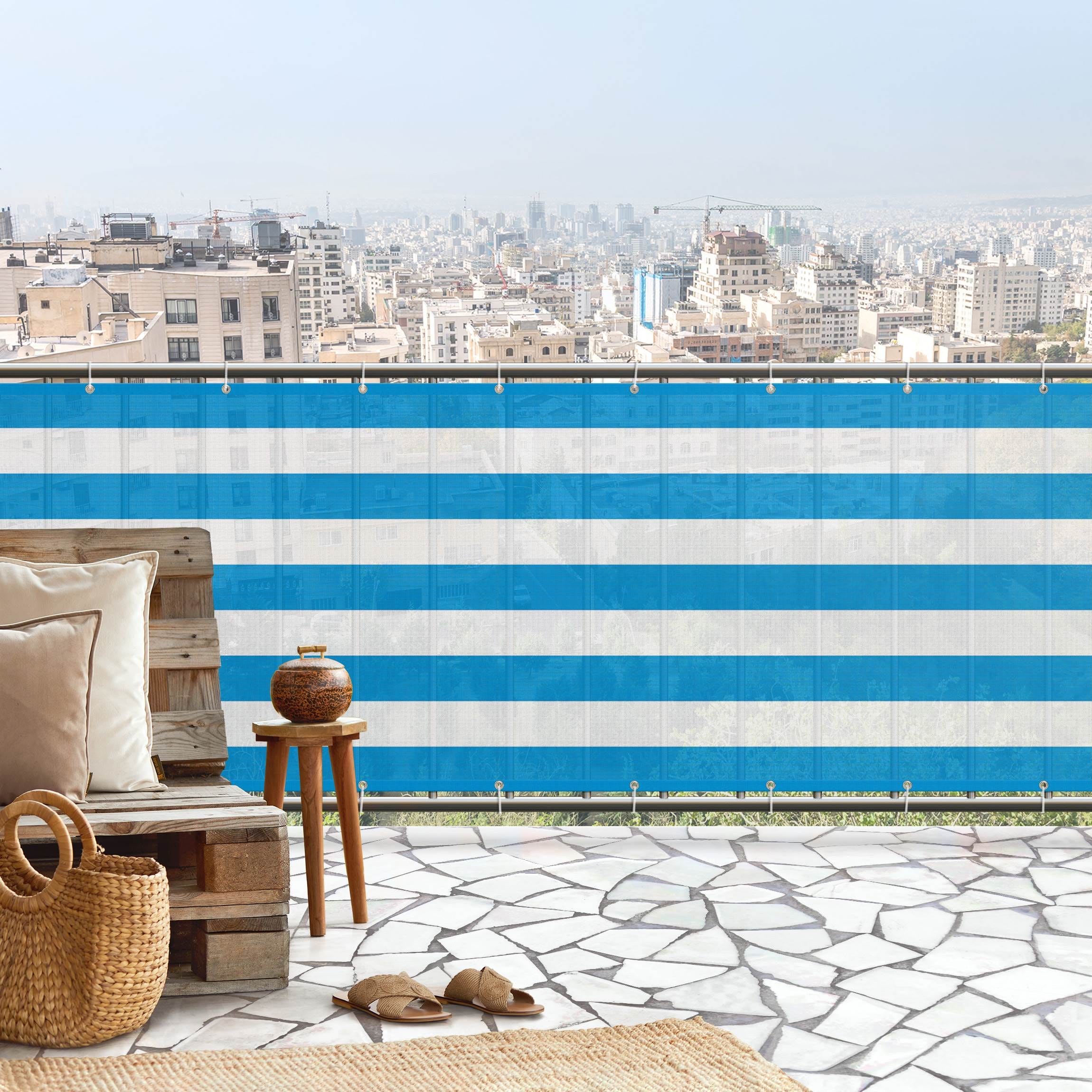 Brise vue Pour Balcon Rayures Horizontales En Gentiane 1000 X 100 Cm Brise vue pour balcon rayures horizontales en gentiane 1000 x 100 cm
