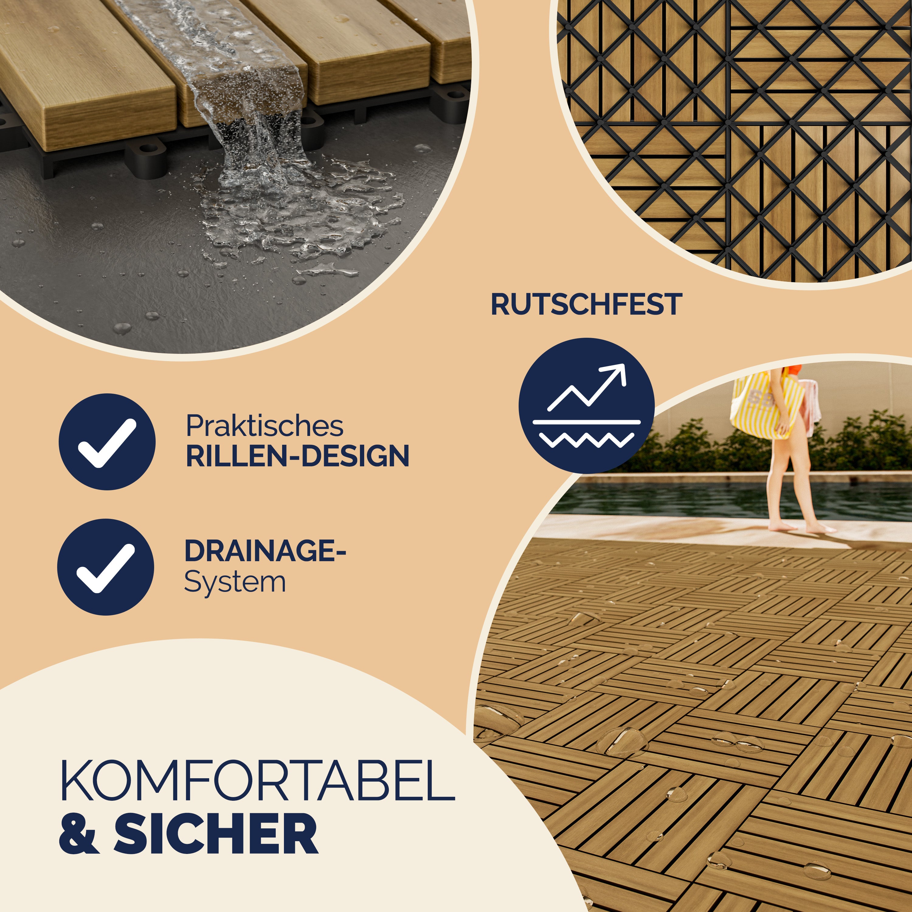 11x Dalles de terrasse en bois d'acacia 1m² Dalle clipsable 30x30cm Revêtement de sol extérieur terrasse jardin - 8