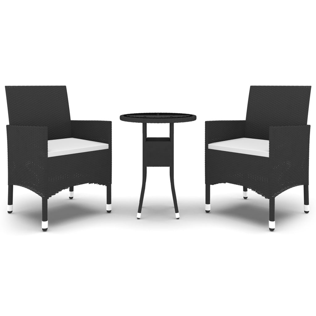 Maison Exclusive - Set da Pranzo per Giardino 3 pz in Polyrattan Nero - 2