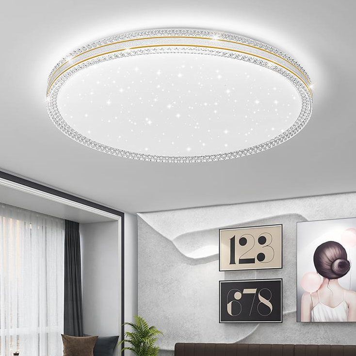 Kryształowa lampa sufitowa LED 48 W, nowoczesna lampa sufitowa LED z pilotem, energooszczędny okrągły żyrandol LED, białe światło 6000 K, φ 40 cm