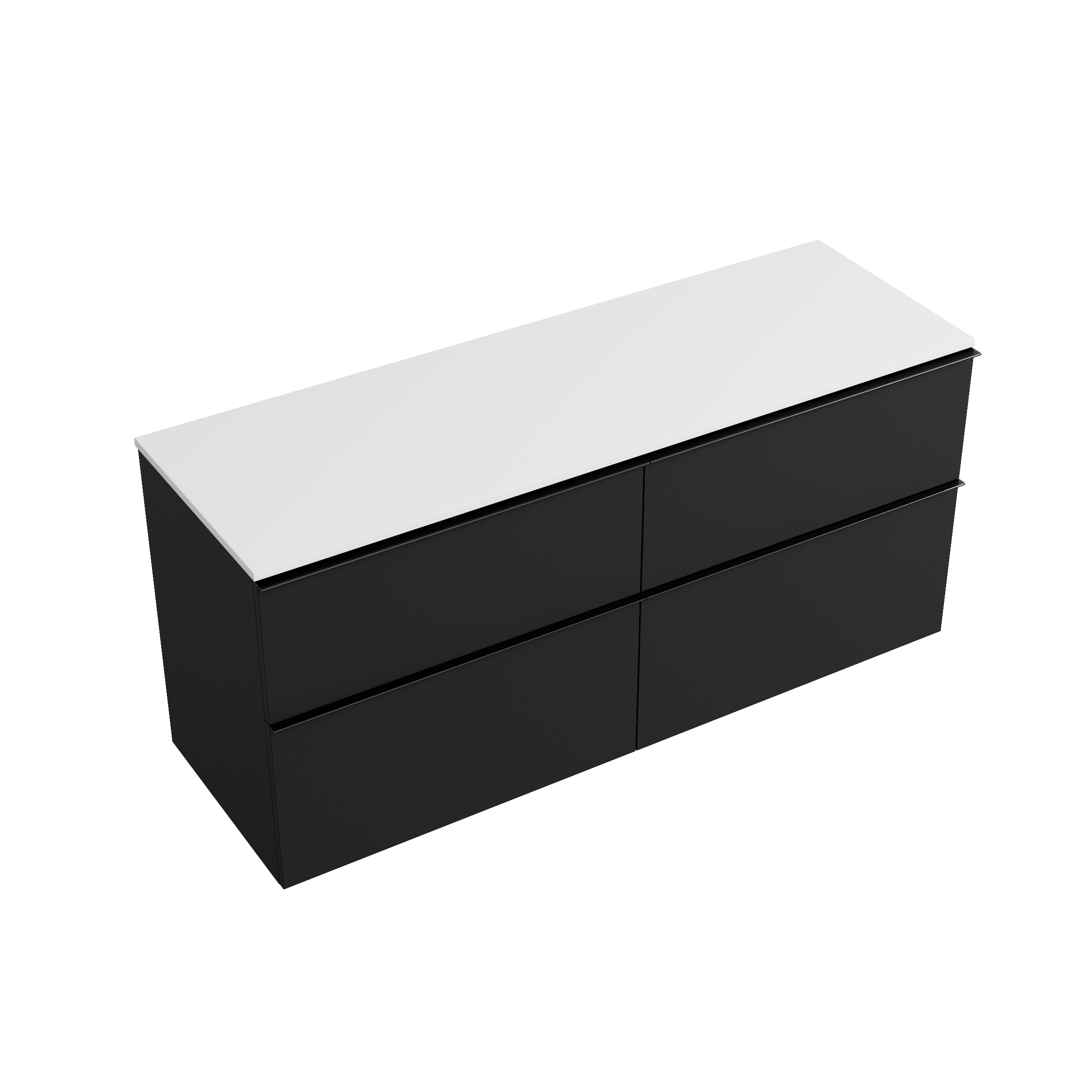 BERNSTEIN - Meuble sous vasque suspendu MDF Noir mat, plan vasque Blanc mat, poignée Anthracite mat - 140x46x62cm - LAVOA - 3