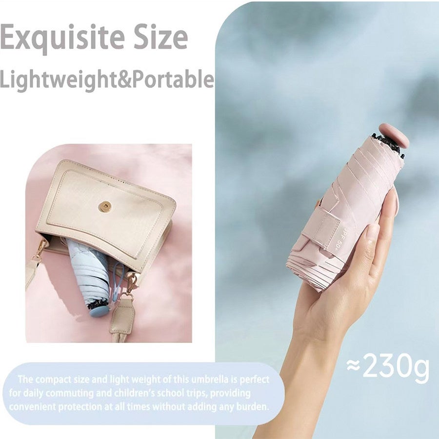 Parapluie de voyage anti-UV (vert), indice de protection UPF 50, 99,9 % compact et léger, format portable, pliable, se glisse dans un sac à dos - 3