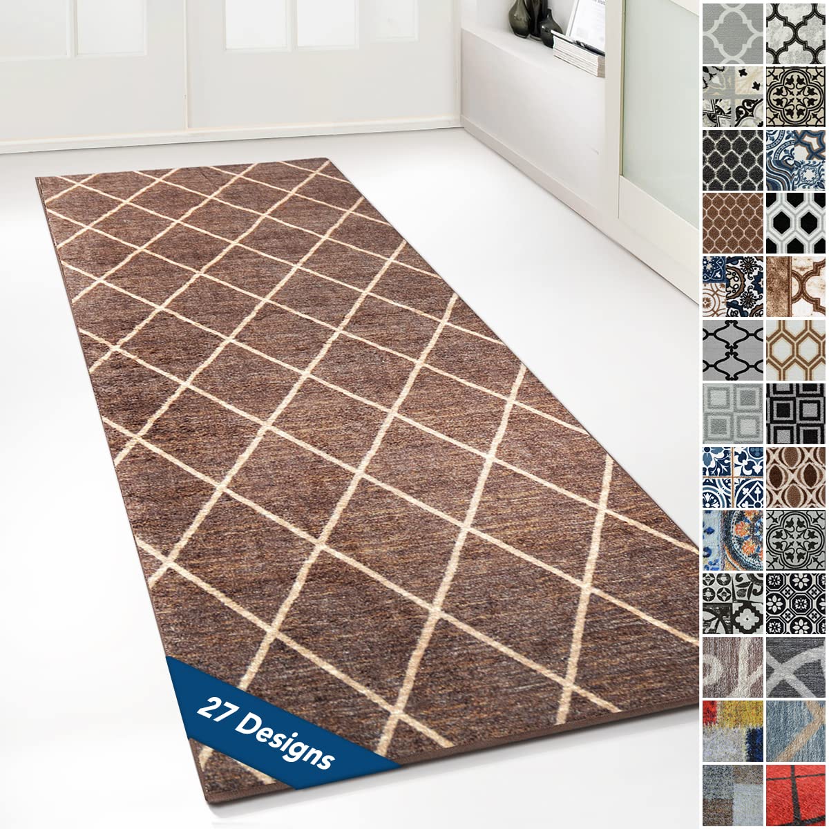 Tapis de couloir karmel plaine, une couleur gris 120 cm 120x110 cm