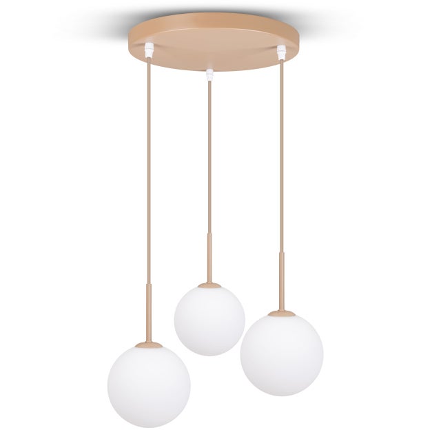 Lampa wisząca Żyrandol Plafon sufitowy BEŻOWA Kula 3x G9 Ecru Mleczny klosz 14cm Beż matowy szklany + KABEL x3 - LEDHOFF
