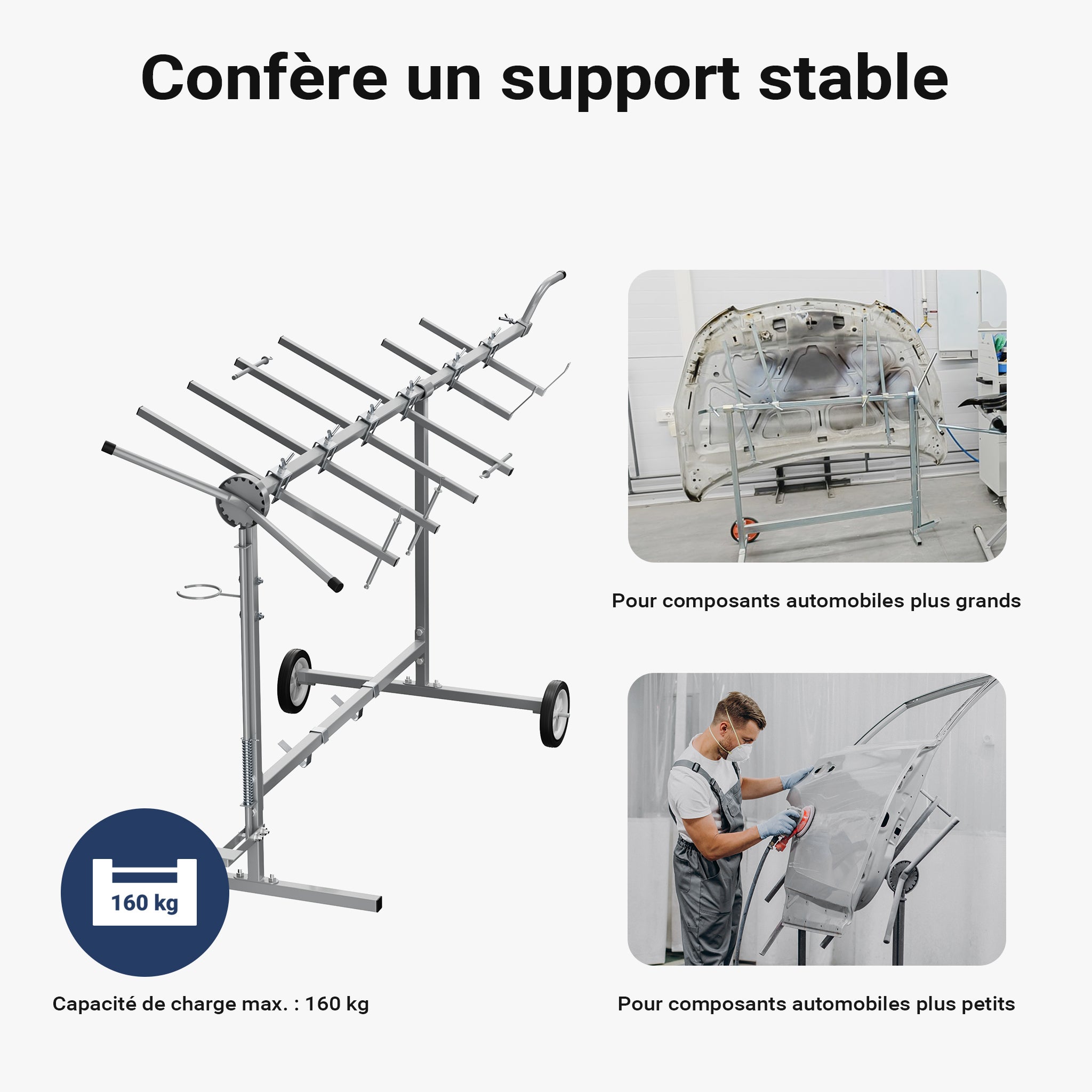 Tagtuell Support De Peinture Jantes 4 Positions - Rotatif 360° Réglable Bleu Pour Roues Et Carrosserie