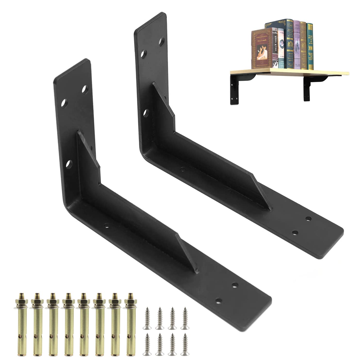 Staffa Per Mensola Da Parete Nera Da 4 Pezzi, 150×150 Mm - Foto 7