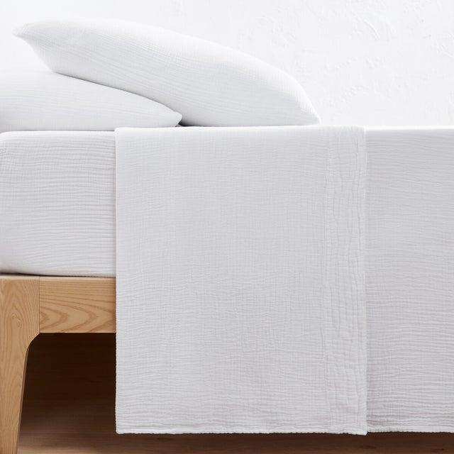 Drap plat uni gaze de coton, Kumla - Blanc - 270 x 290 cm