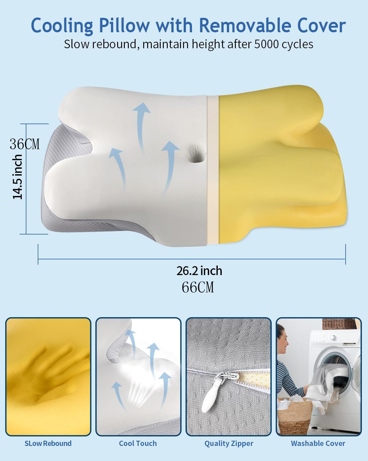 Oreiller cervical pour soulager la douleur, oreillers en mousse à mémoire de forme, oreillers de soutien du cou pour dormir - 3