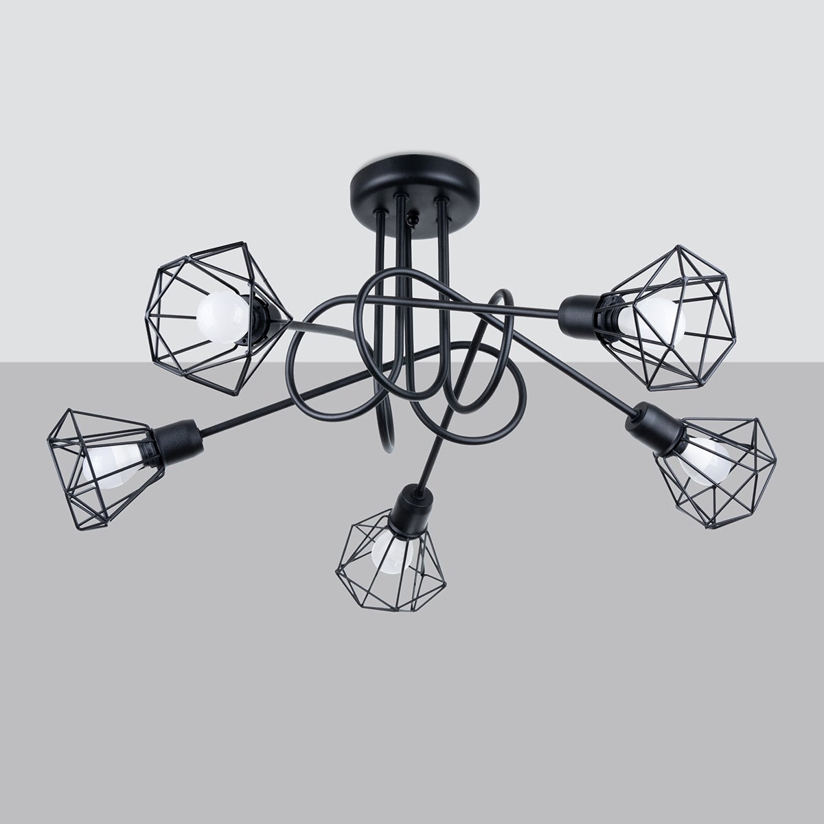 Żyrandol LUNOVA 5S czarny LED 4000K - 58x58x28.5cm Sollux