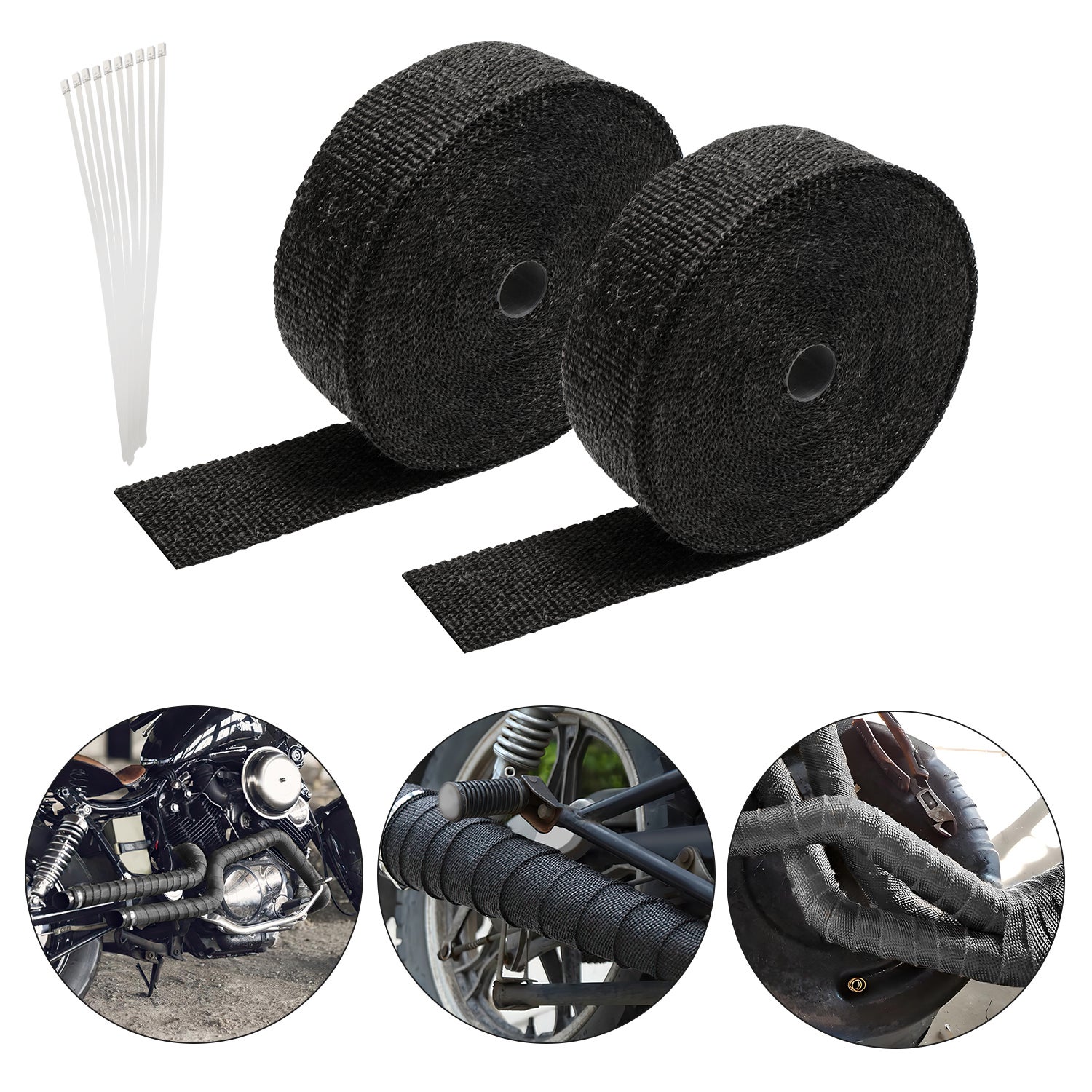ETOPARS Bande Thermique Échappement 2.5cm X 10m Bleu - Ruban Isolant Moto Avec Attaches