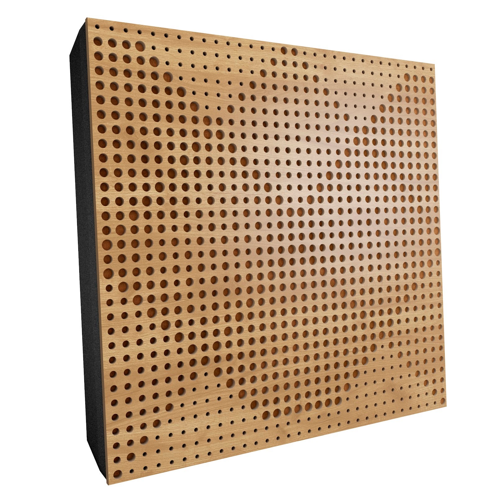 Lot de 2 Panneaux acoustiques WILDS-F décoratifs insonorisants 50x50x5 cm - MDF perforé laminé, tissu et mousse acoustique -Chêne+Doré - 2