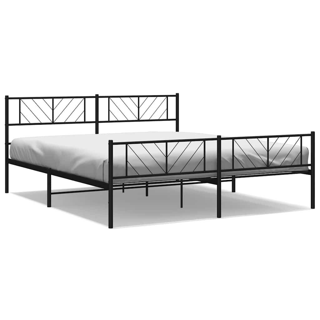 vidaXL Estructura de cama cabecero y estribo metal negro 193x203 cm - 2