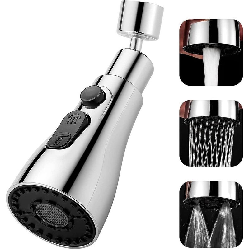 Głowica rozpylająca do baterii kuchennej - Obrotowa o 360 stopni - G1/2 - Aerator z 3 ustawieniami, dodatkowy spryskiwacz do kranu