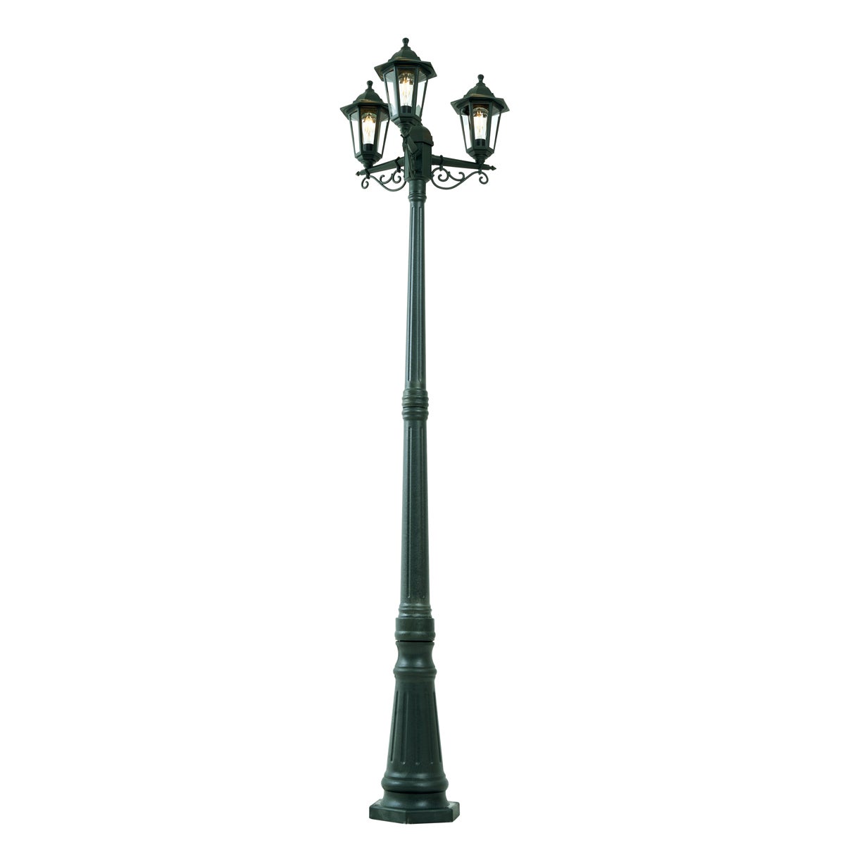 Klasyczna latarnia ogrodowa ciemnozielona 217cm 3-światła IP44 - New Haven