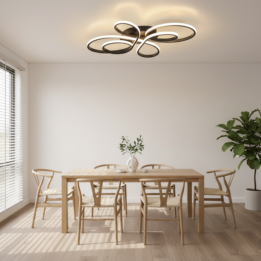 NETTLIFE Plafonnier LED Dimmable Grand 100cm Salon 90W Moderne Noir 