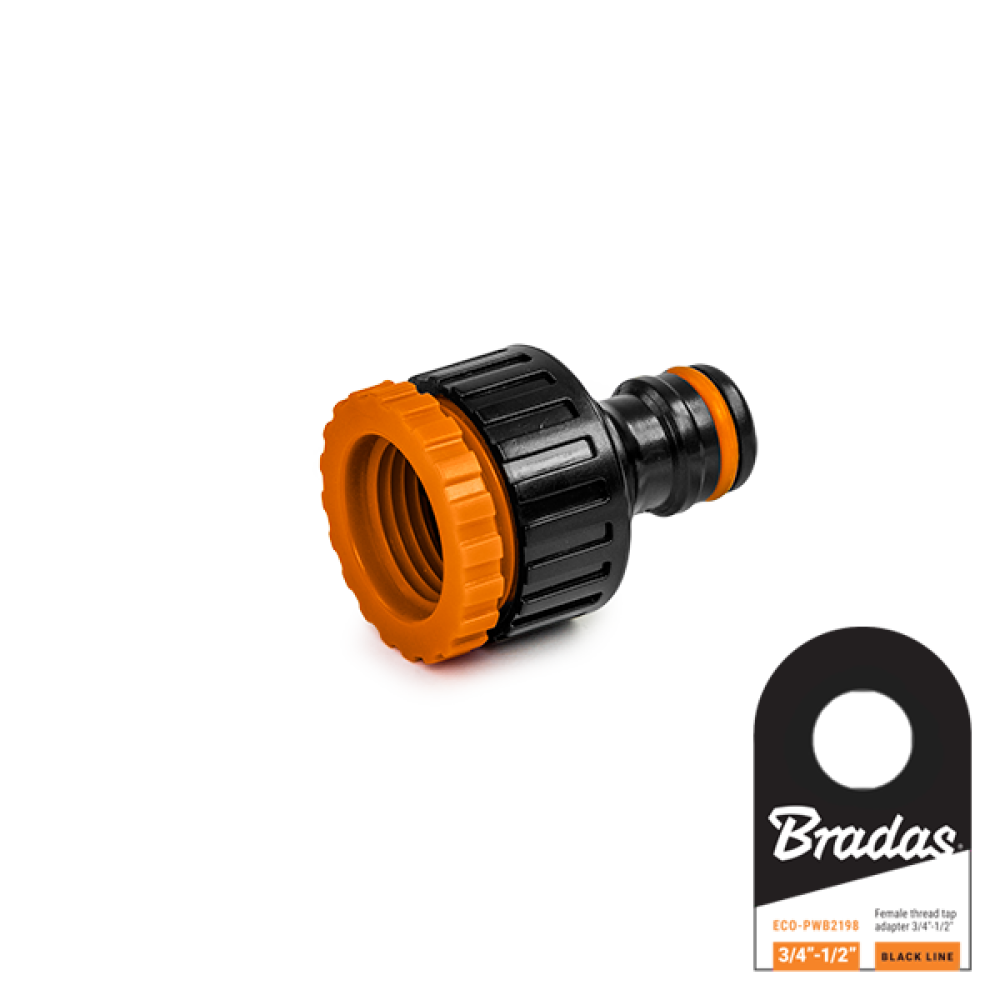 Przyłącze na kran GW 3/4" 1/2" z etykietą ECO-PWB2198 BLACK LINE BRADAS