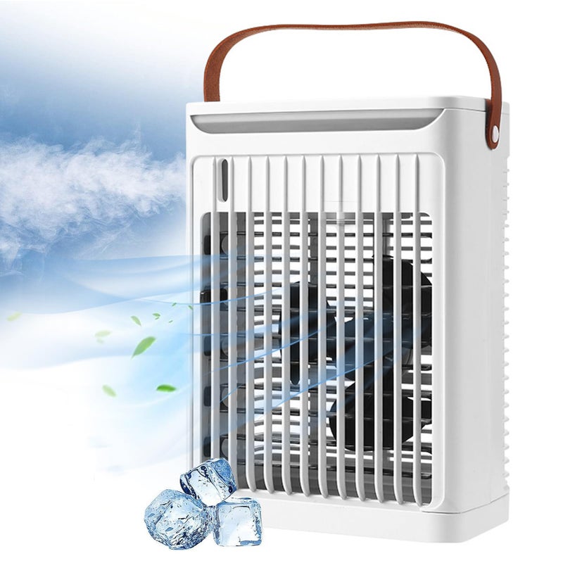 Przenośny klimatyzator, wentylator chłodzący nawilżacz, nawilżacz parowy, kolorowy, jasny schładzacz powietrza, biały