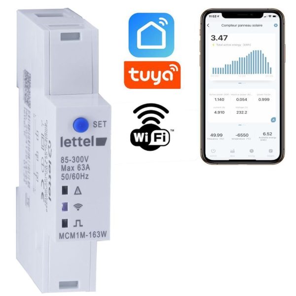 Compteur monophasé multimesure direct 63A connecté - LETTEL - MCM1M ...