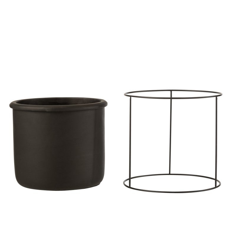 Cache-pot en céramique noir 20x20x19.5 cm - 2