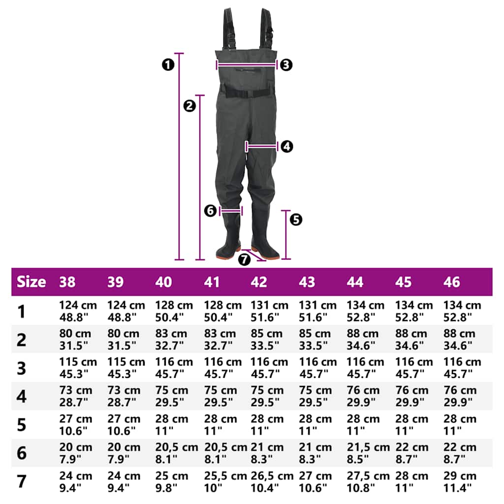 vidaXL Cuissardes avec bottes et ceinture vert foncé taille 41 - 9