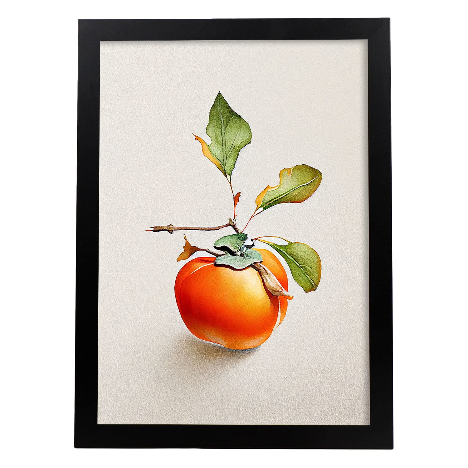 Nacnic poster de caqui a todo color ilustraciones de frutas verduras y comida sana en estilo acuarela diseño moderno y modelo a3 con marco negro