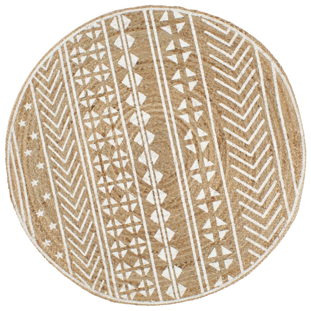 Tapete de sal | Tapete artesanal em juta com impressão a branco 150 cm CFW168194 - 2