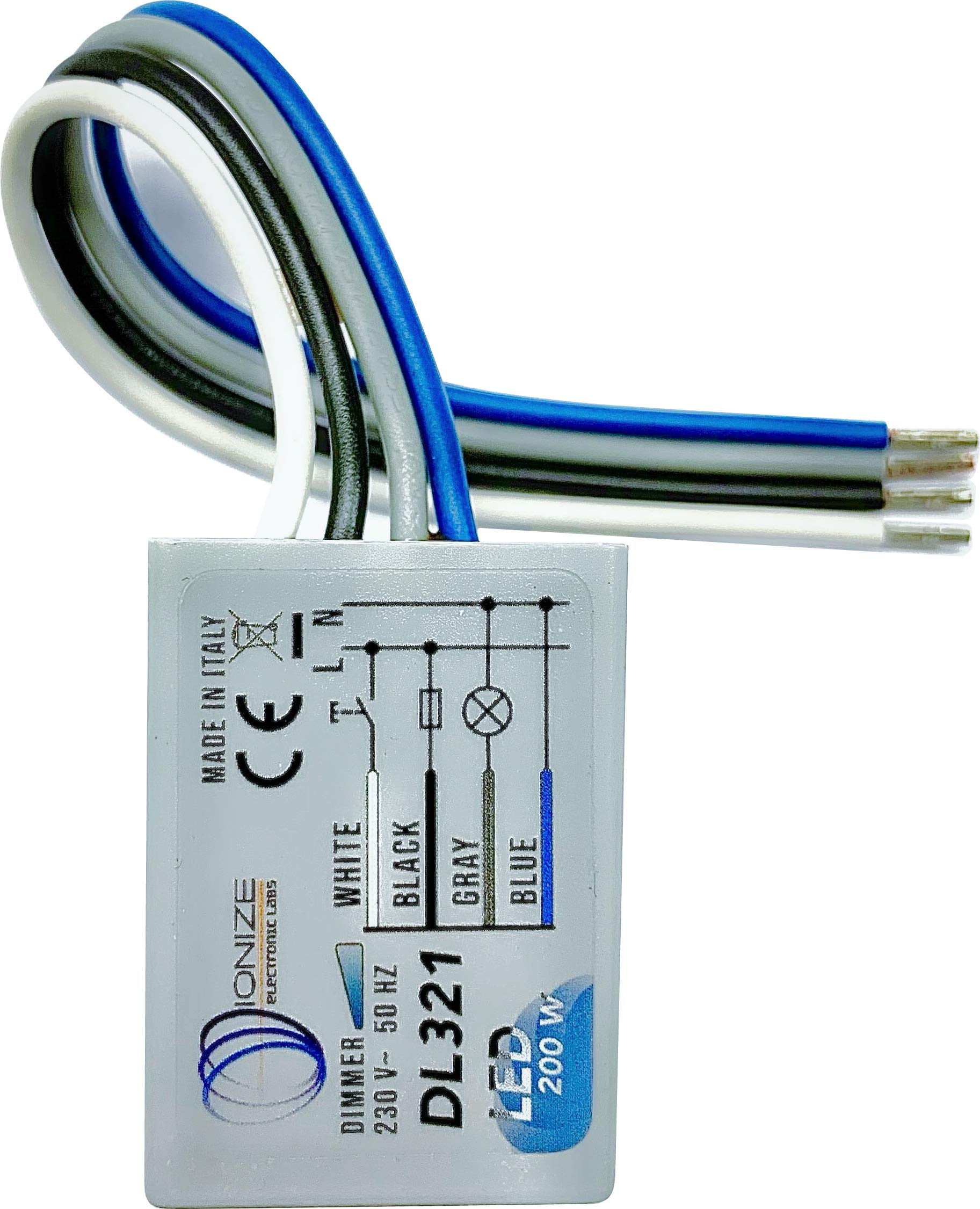 Dimmer Da Incasso IONIZE DL321 | Regolazione Luce LED, 200W, 230V, Pulsante