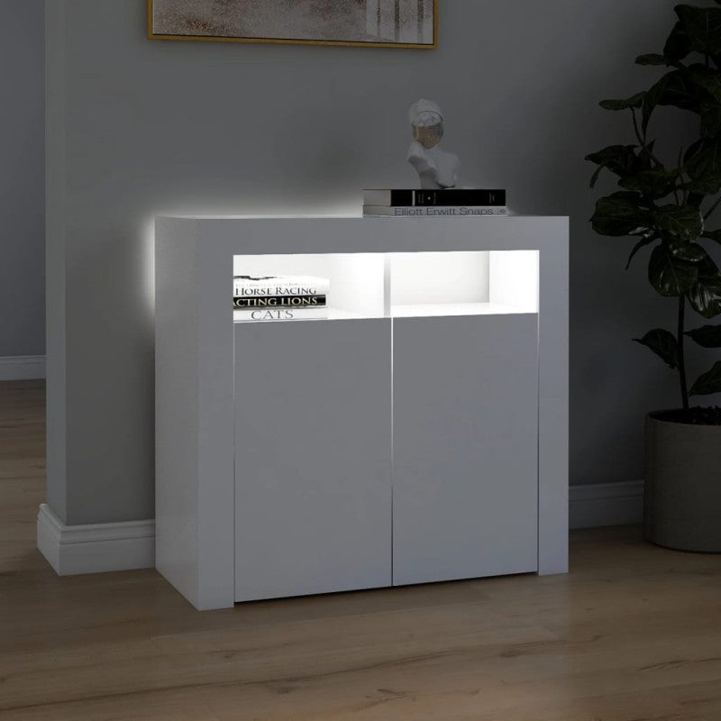 vidaXL Credenza con Luci LED Bianca 80x35x75 cm - 5