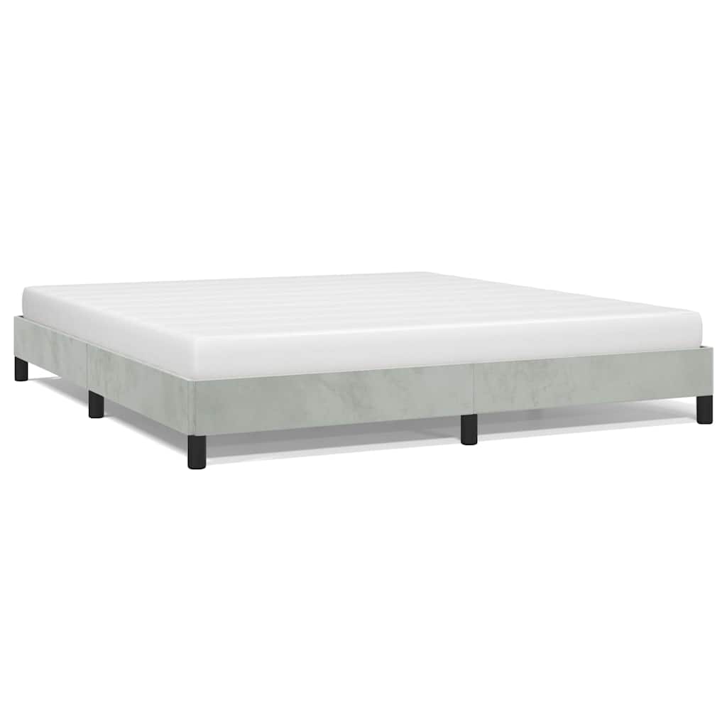 Cadre de lit sans matelas, gris clair, California, velours - 2