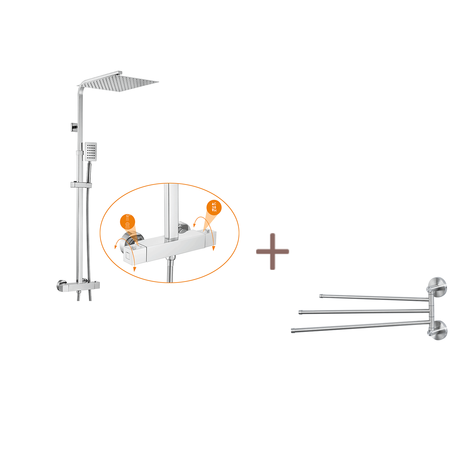 Porte-Serviettes Roulant 3 Niveaux - Avec 4 Roulettes (2 Freins) - Hauteur Réglable - Métal Noir - Pour Salle De Bain, Hôtel, Spa - 9