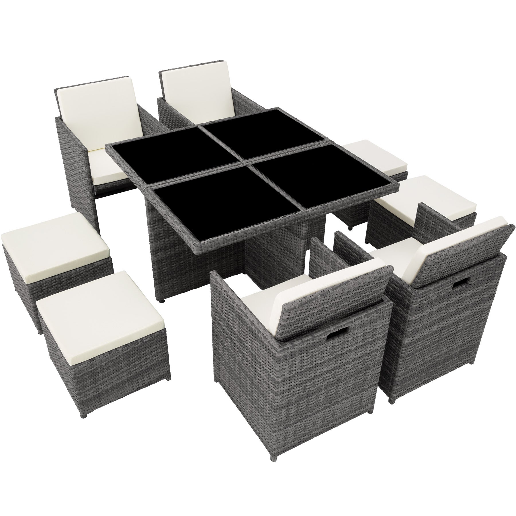 Salon de jardin en résine tressée et aluminium 8 places avec 2 sets de housse de protection TECTAKE - 2