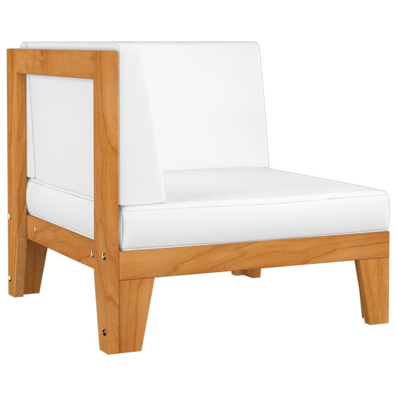 VidaXL Divano Angolare Modulare In Legno Di Acacia Massello Con Cuscini Crema – Per Interni/Esterni, Resistente Alle Intemperie, Dimensioni 60,5x60,5x81 Cm - 3