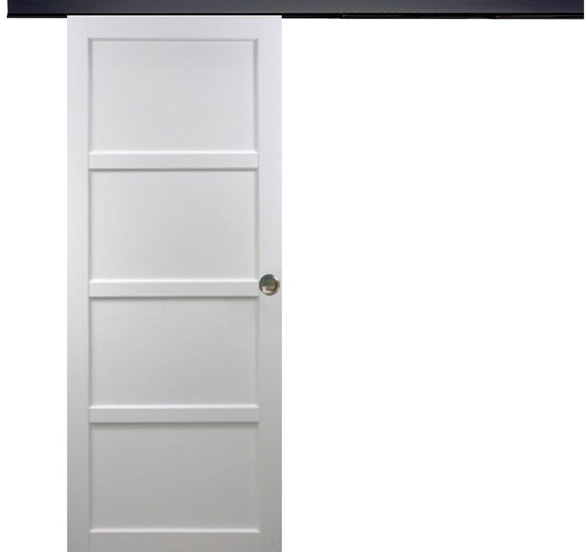 Tamera puerta corredera blanca amplia 73 con carril de aluminio negro + 2 conchas