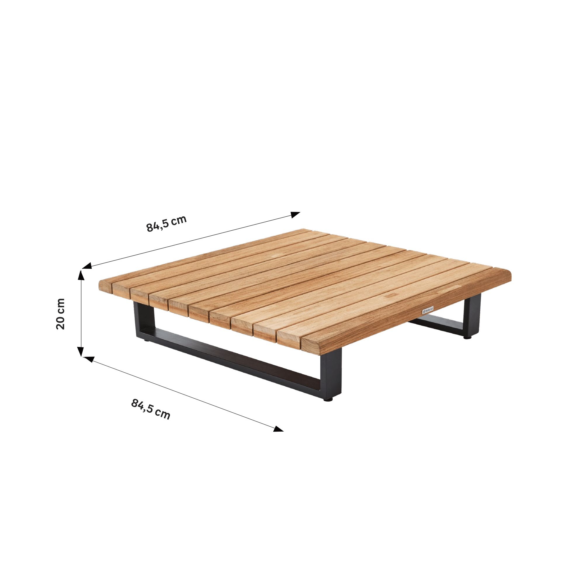 Mesa de centro em madeira de teca reciclada e alumínio 84x84 cm Naterial Sirokos - 3