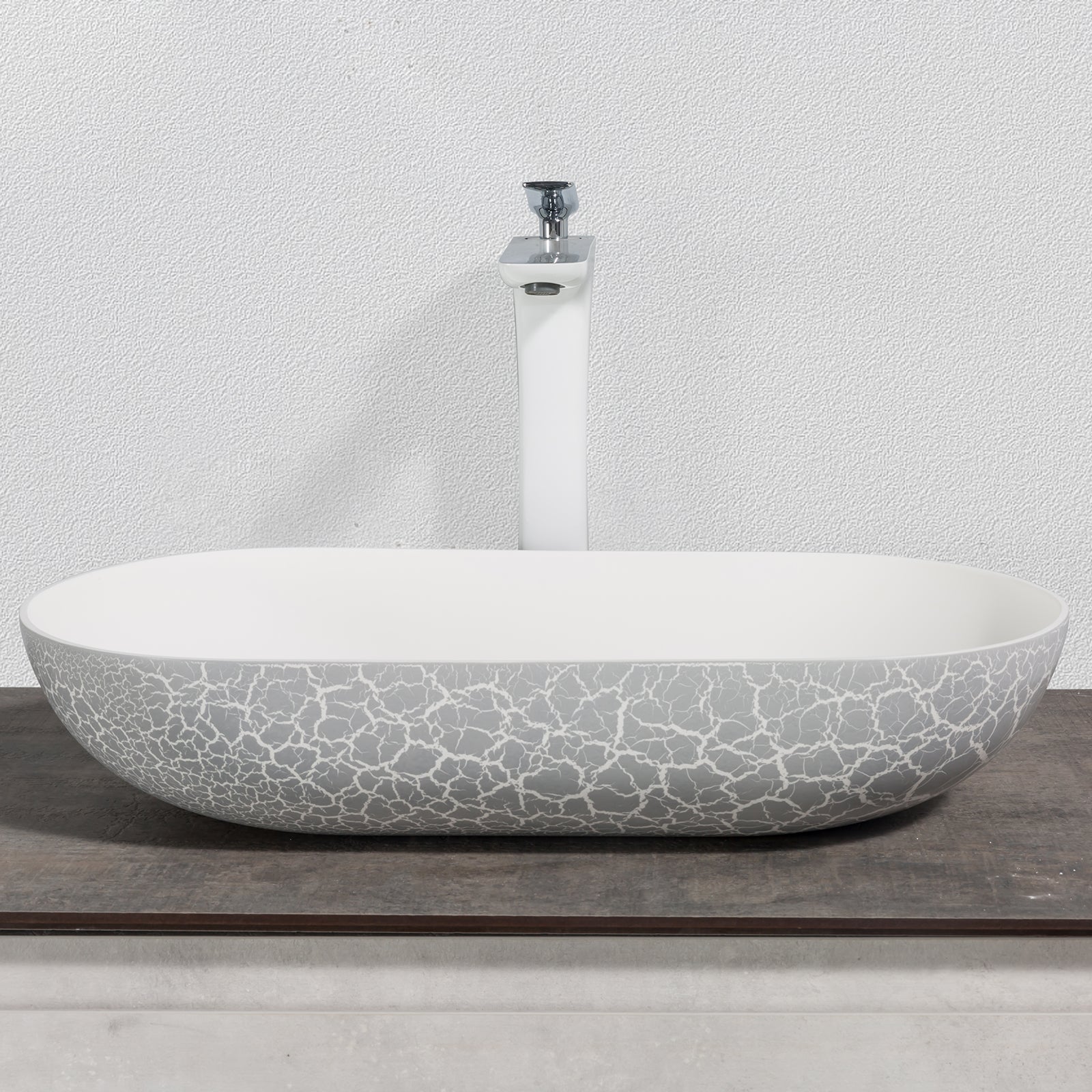 Lavabo Céramique à Poser - Vasque Ovale Moderne - Blanc - 585x375x145 Mm - Eris-car - Neuf