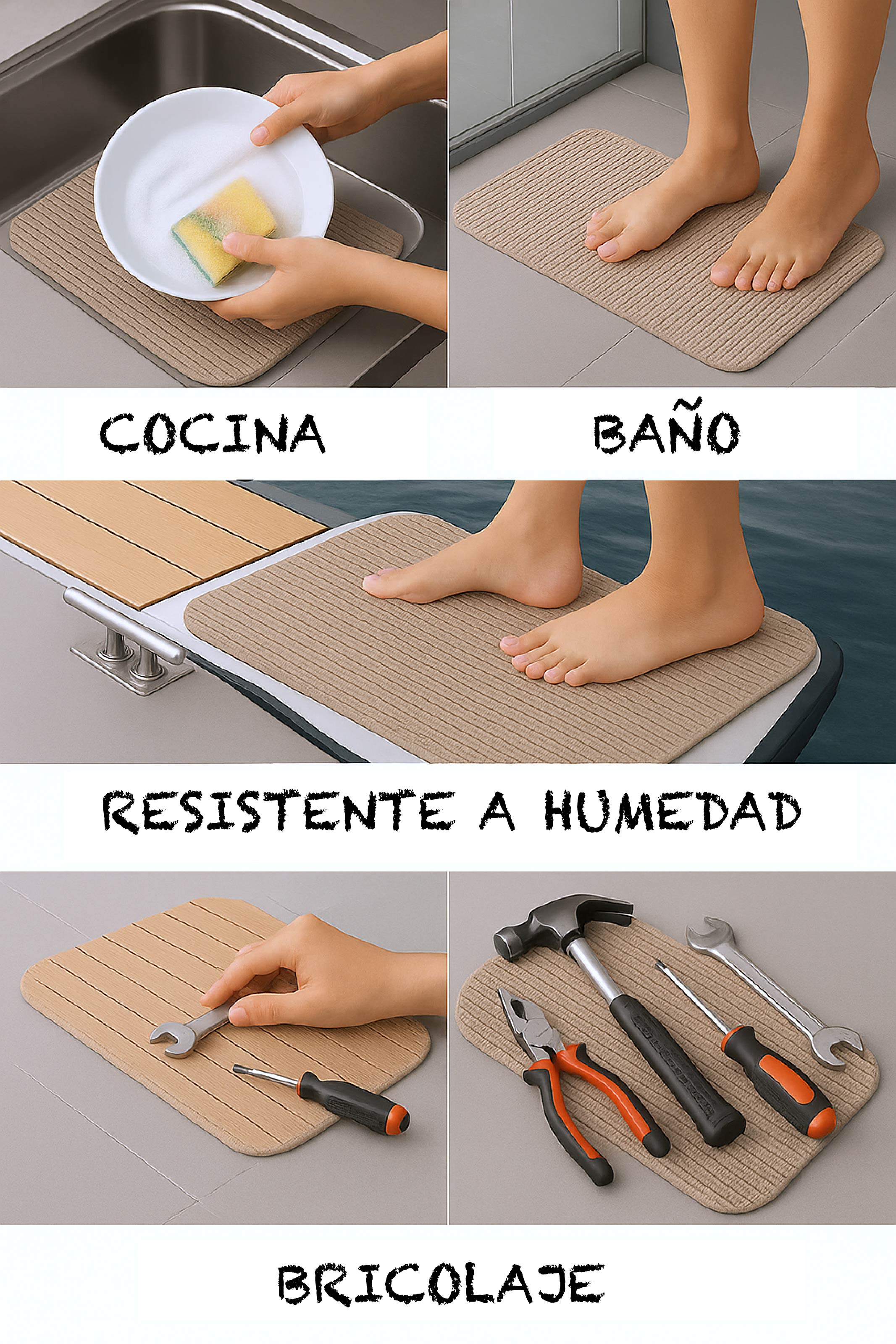 Tapete multiuso antiderrapante por metro 65 cm de largura verde Resistente à água fácil de limpar Ideal para cozinha pia ou piscina - 4