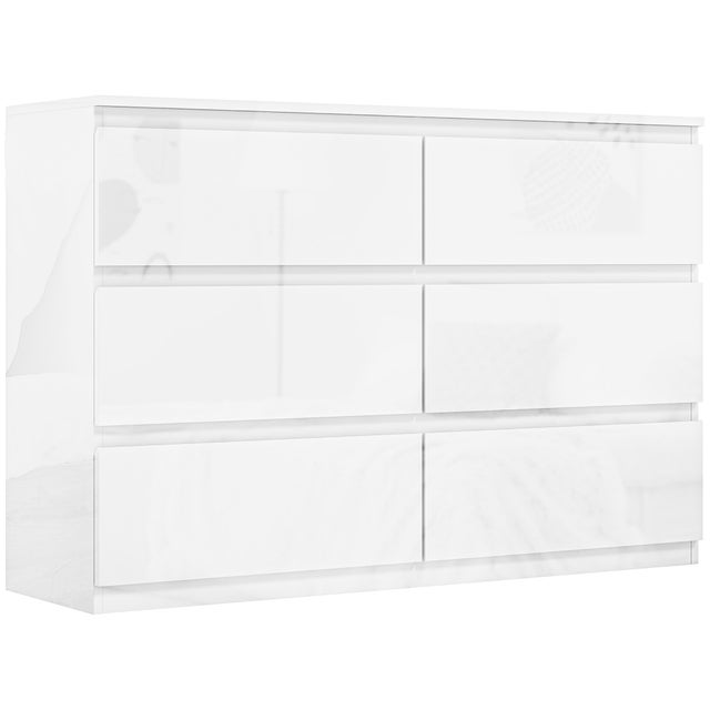 Cómoda con Cajones HOMCOM Melamina de madera Blanco Brillante 112x34x75 cm