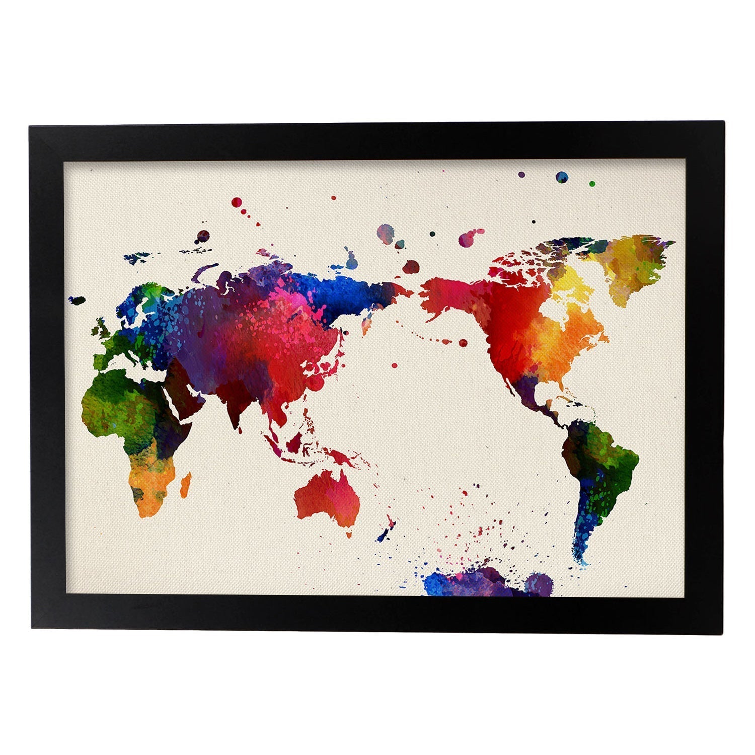 Poster de mapa mundi. láminas e ilustraciones de ciudades, comunidades, y mapas de espana. marco blanco - a3