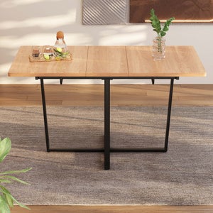Tavolo Da Pranzo 120x60cm In Effetto Rovere - Moderno Con Gambe Acciaio Per Casa E Ufficio - Foto 4