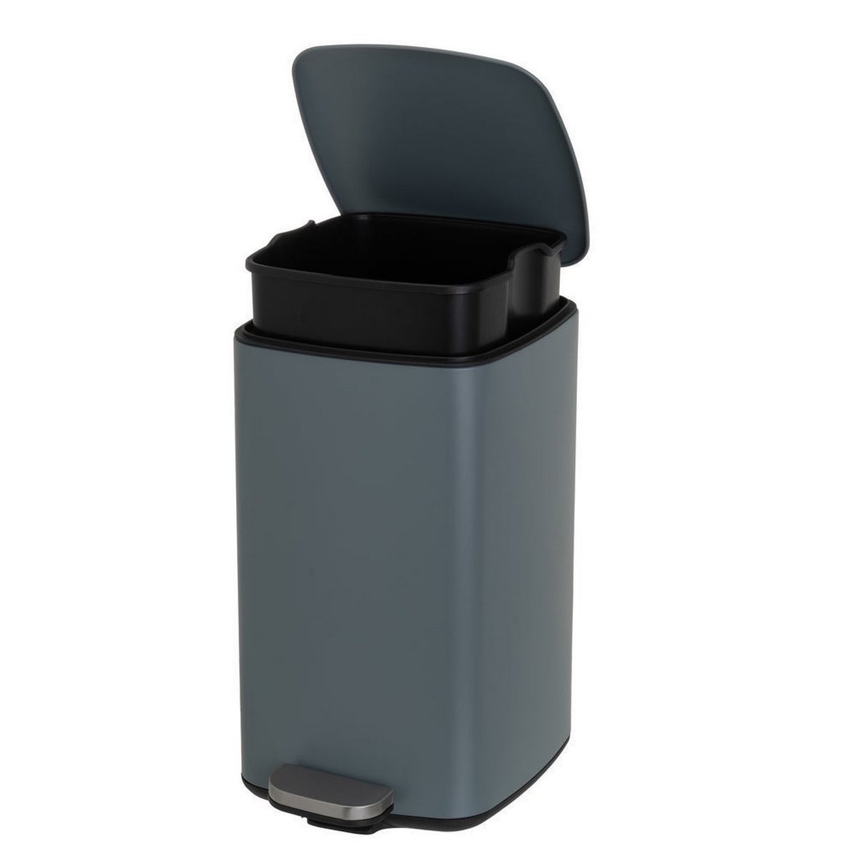 Cubo de basura cuadrado de 20 litros de metal gris mate antihuellas CasaSelección - 7